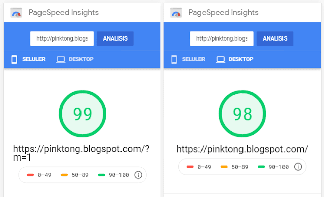 google pagespeed test result