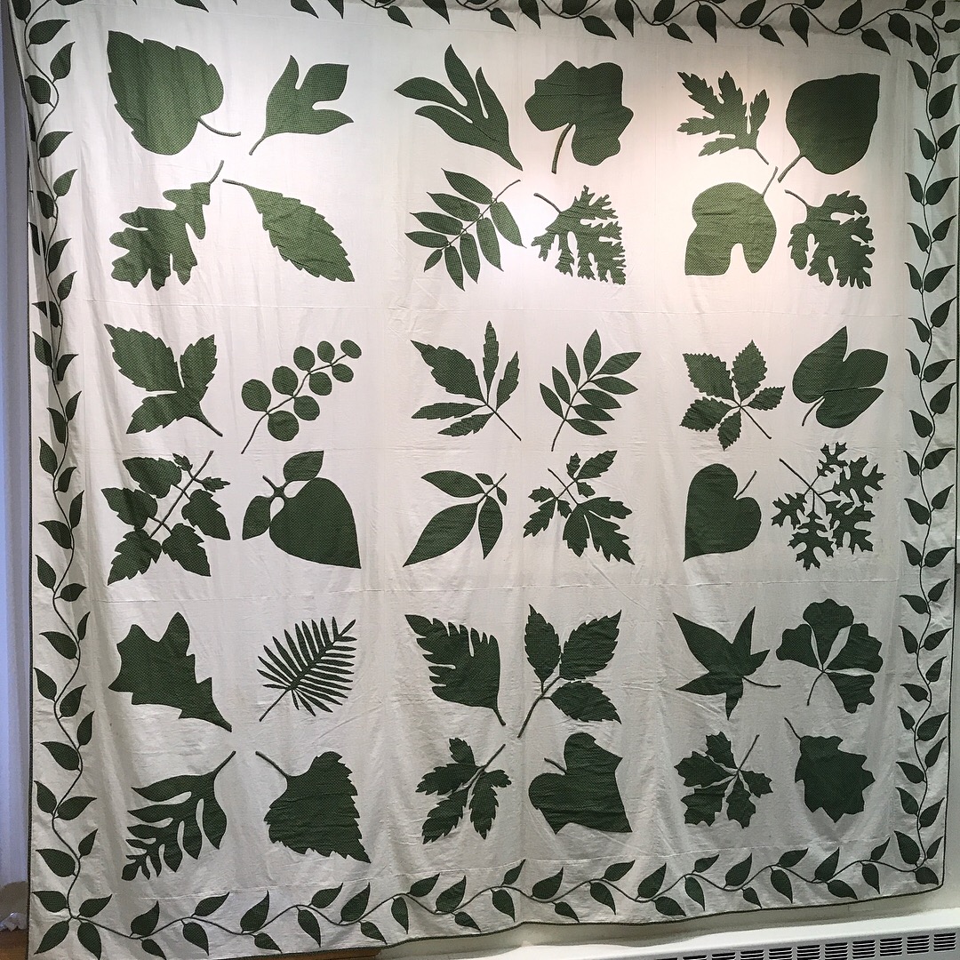Textile Time Travels Unusual Green Leaves Antique Leaf quilt