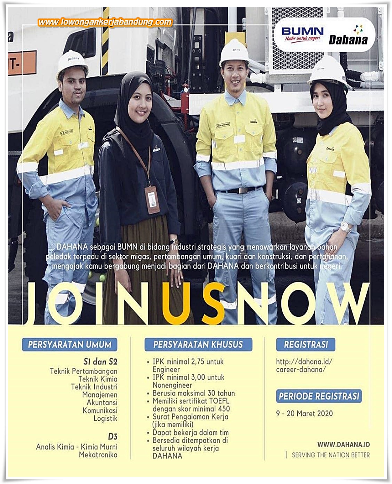 Lowongan Kerja Bandung Karyawan BUMN Dahana - Loker Bandung Hari Ini