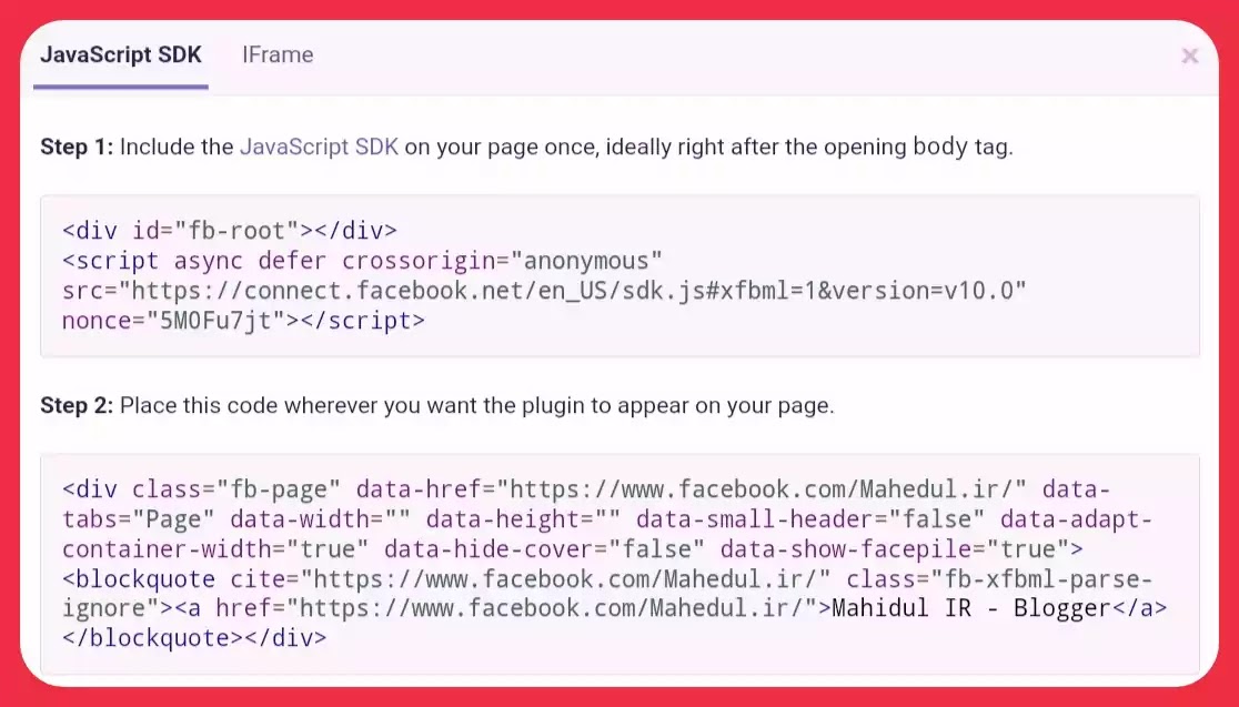 Facebook page HTML code for Blogger Facebook page HTML code for Blogger
