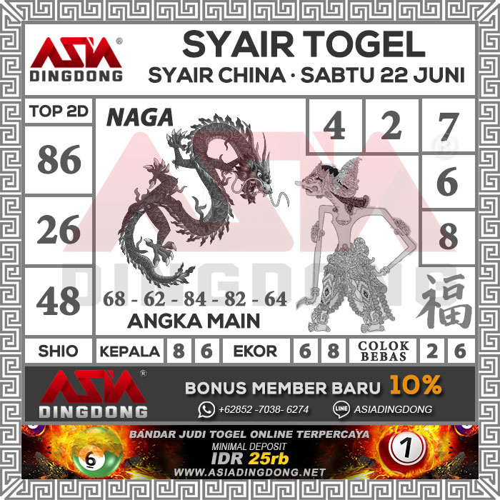 Prediksi Syair China Hari Sabtu Tanggal 22 Juni 2019 Situs Cara