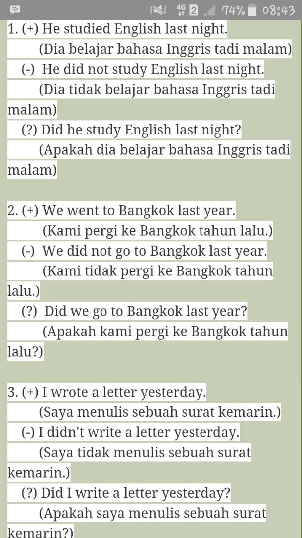 Contoh kalimat nominal simple present tense