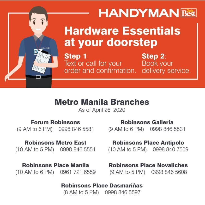 Manila Shopper Hardware Stores are now Open for your Minor Home