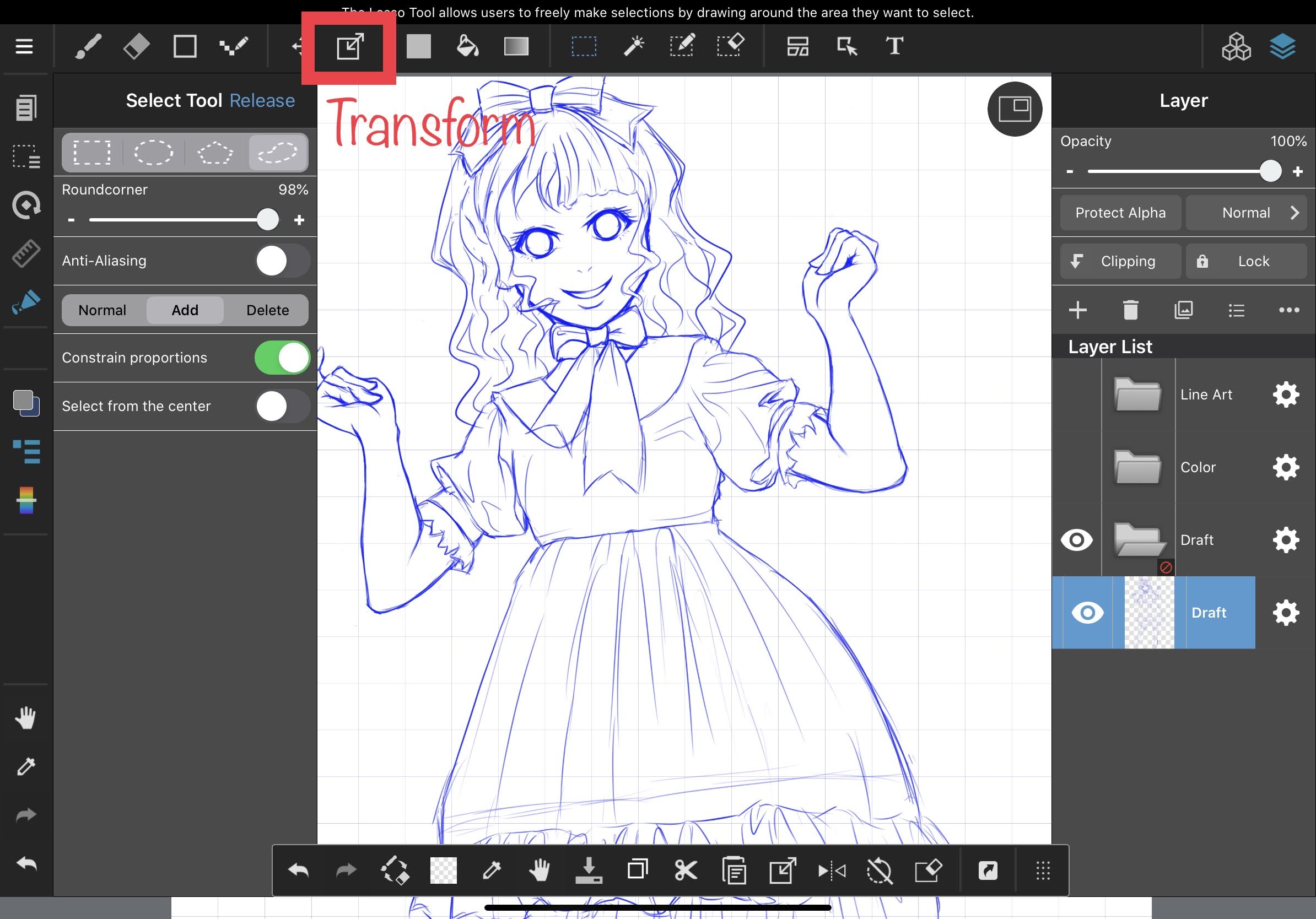 How to use lasso tool in medibang paint