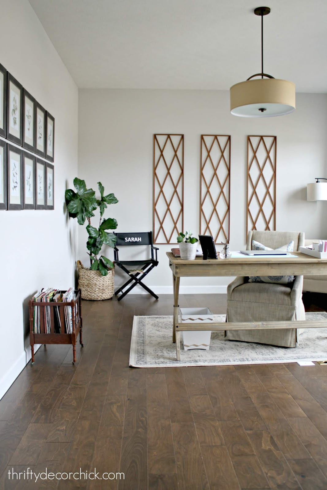 Office with built in bookcases before