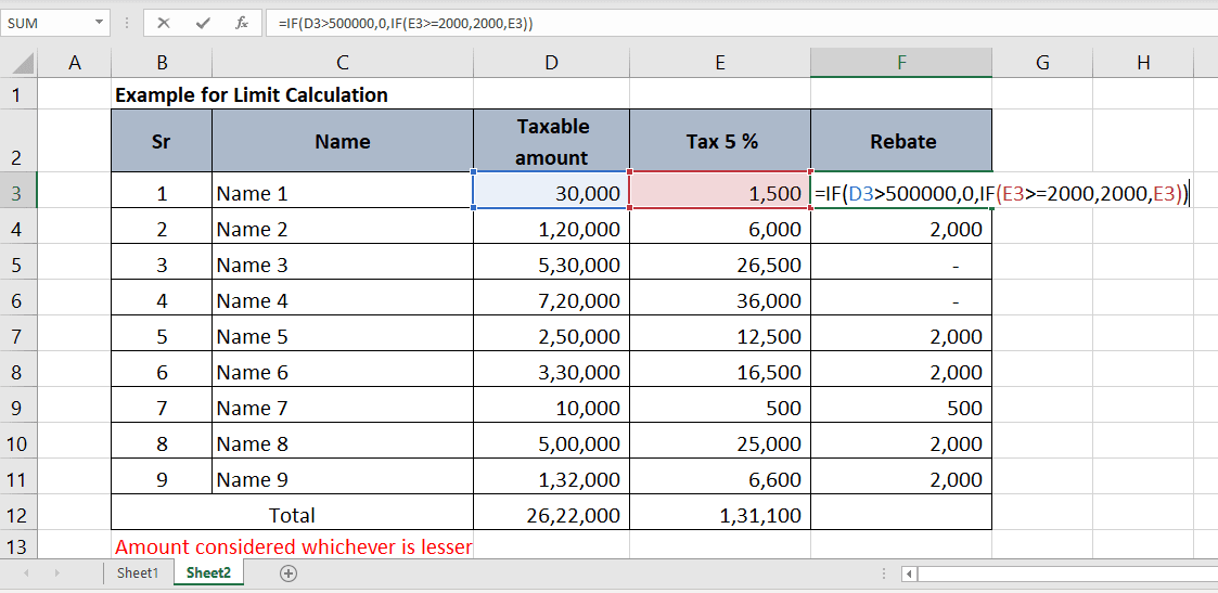 Calculate According To The Maximum Range Of Values From The Excel IF 