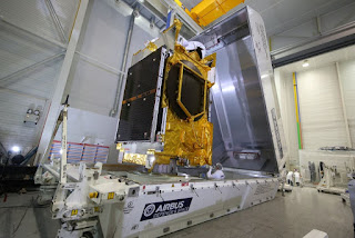 The Anasis-II military communications satellite for South Korea   shipped from Airbus' clean room in Toulouse