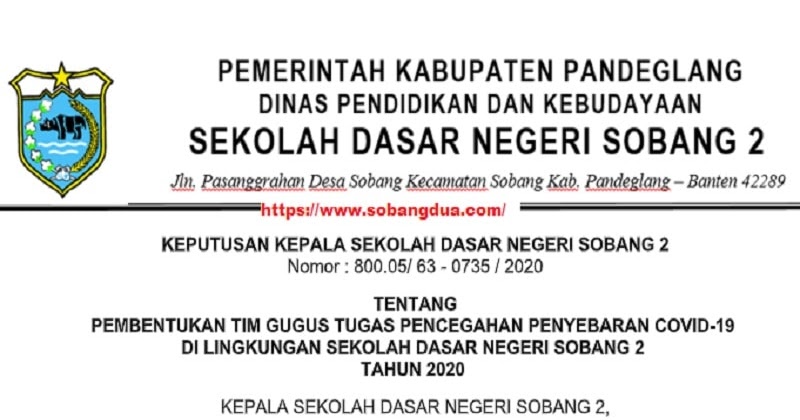 Surat Keputusan Covid 19 Pada Satuan Pendidikan Sobang 2