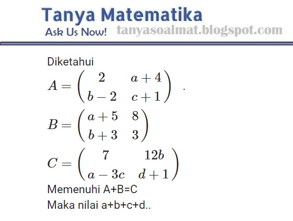 Soal Pembahasan Kesamaan Matriks Belajar Bersama