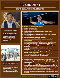 Daily Malayalam Current Affairs 25 Aug 2021