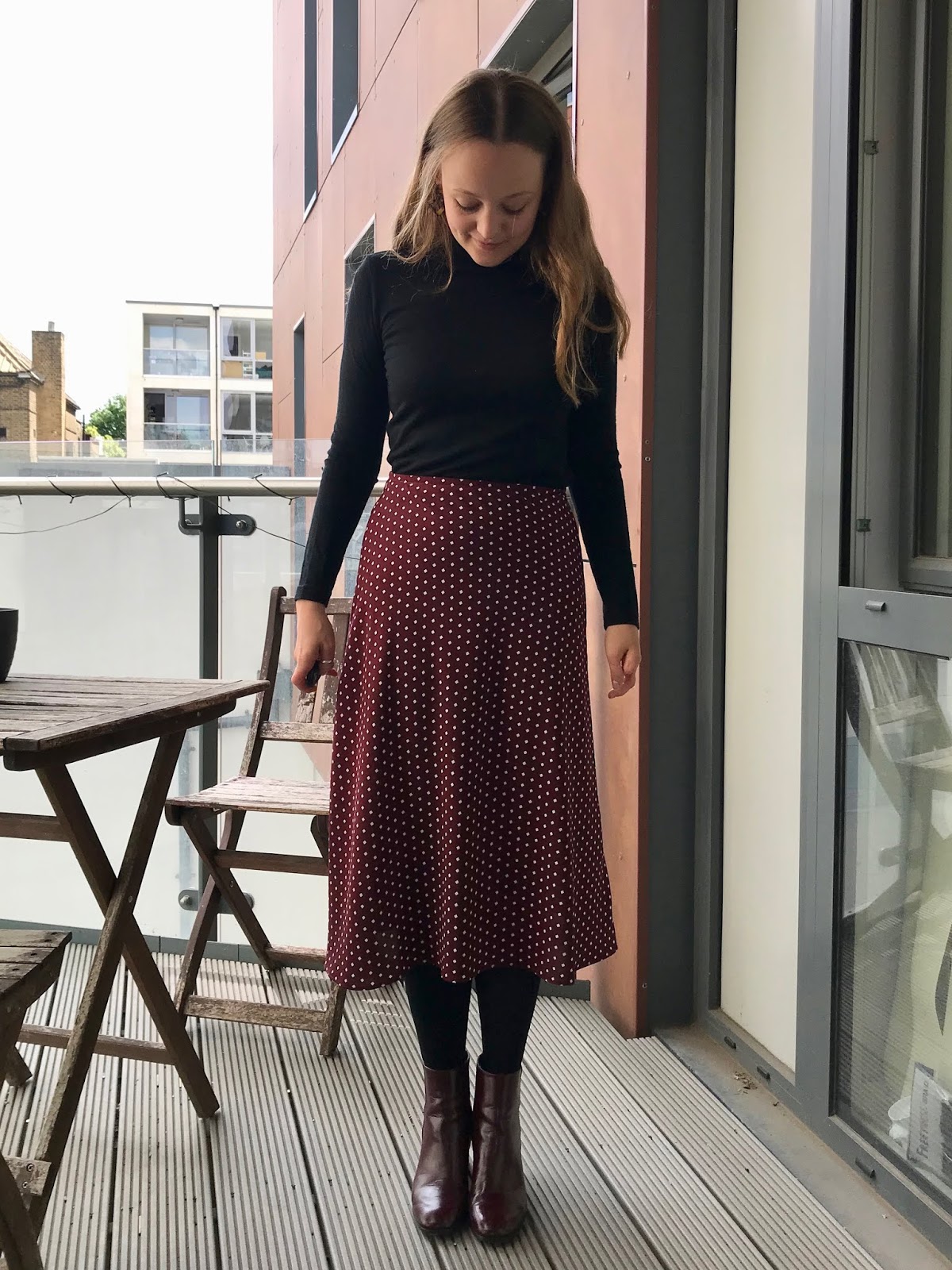 Diary of a Chain Stitcher : Maroon Crepe Evie Bias Skirt