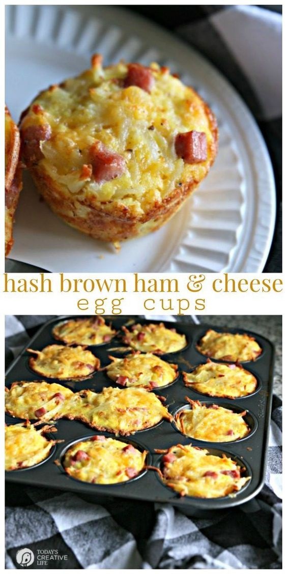 Hash Brown Ham and Cheese Egg Cups