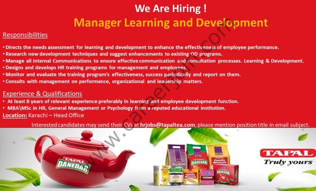 Tapal Tea Pvt Ltd Jobs 2021 in Pakistan