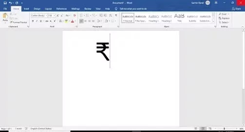 Indian Rupee Symbol in Word