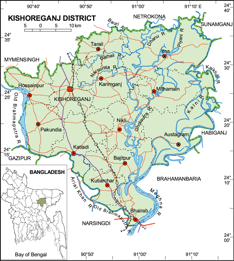 Kishoreganj District Map Bangladesh