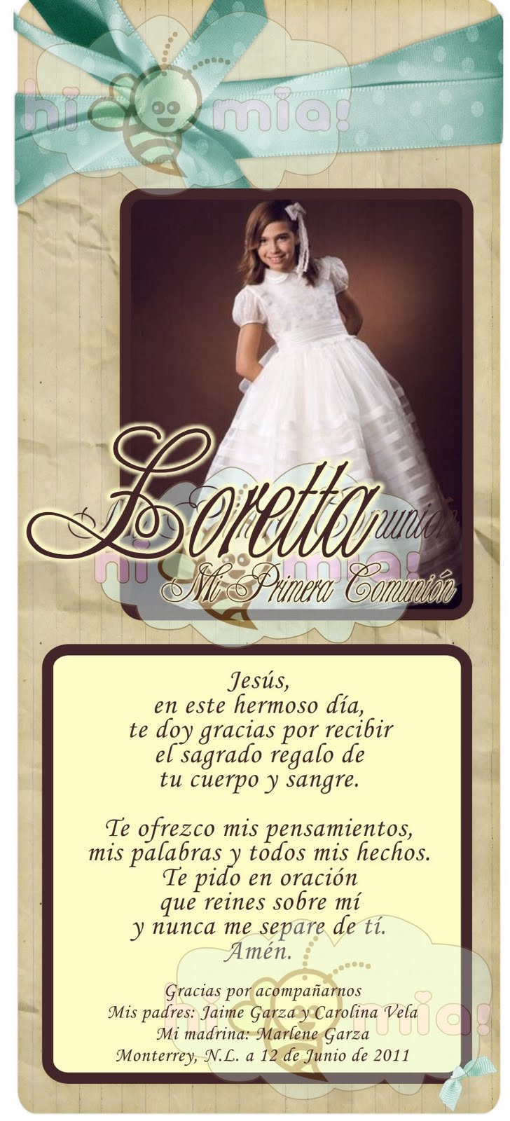 Hi Mia! Oraciones para Primera Comunión