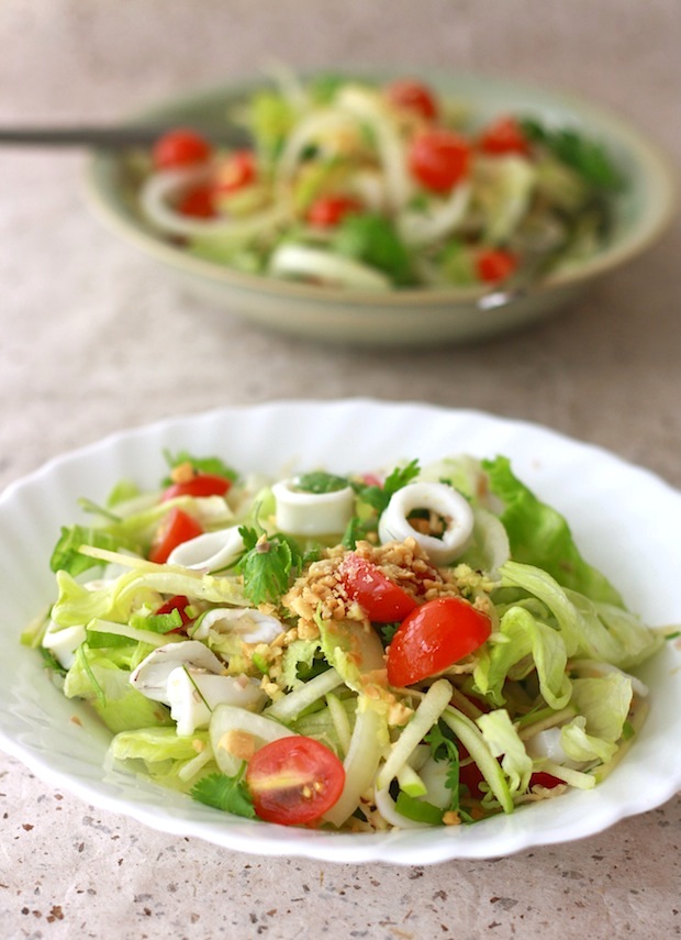 Thai Squid Salad with Spicy Lime Dressing by SeasonWithSpice.com