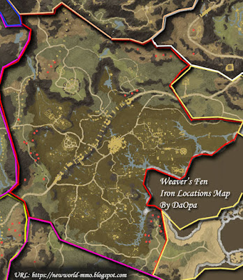Weaver's Fen iron node locations map