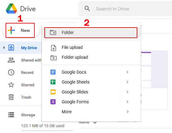 membuat folder di google drive
