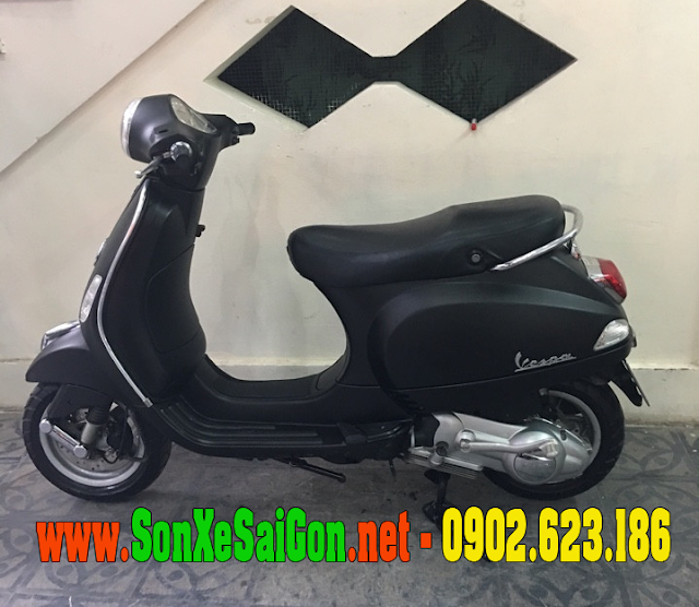 Mẫu sơn xe Vespa LX màu đen nhám cực đẹp - Sơn Xe Sài Gòn