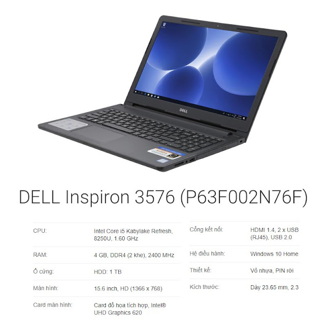 laptop DELL Inspiron 3576 (P63F002N76F)