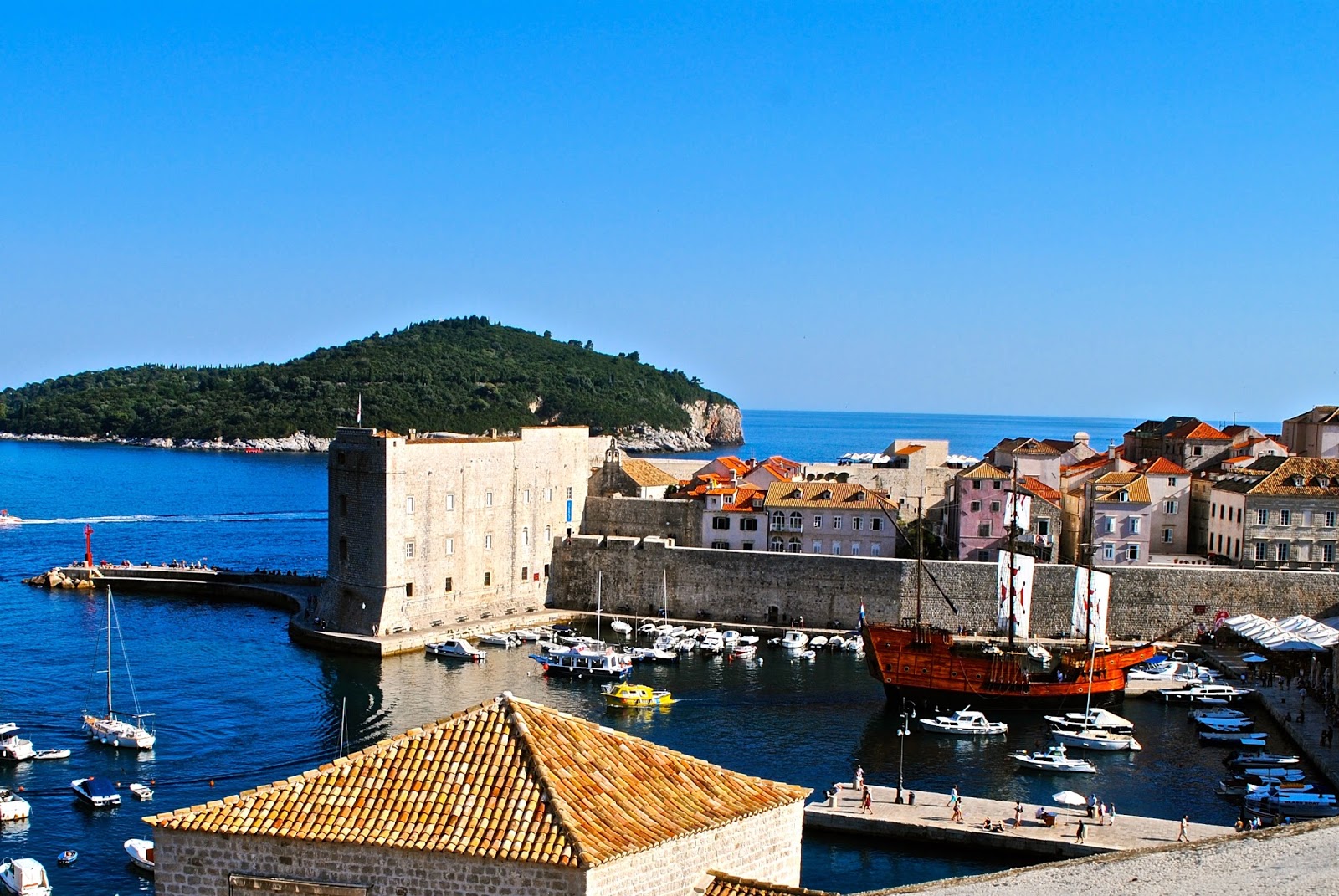 Views walking the old town walls in Dubrovnik Croatia