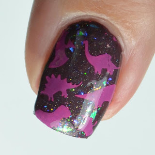 pink dinosaur nail art