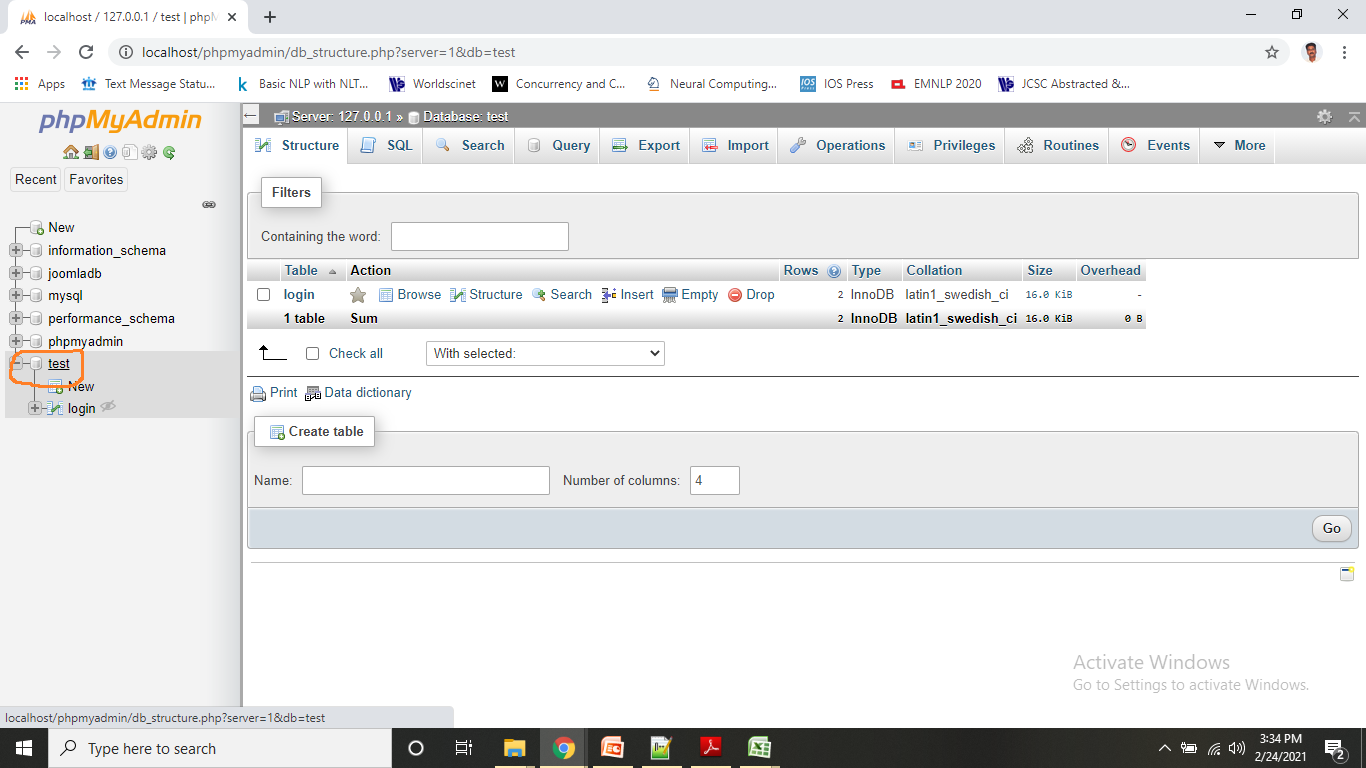 WEB DESIGN: Creating Table in XAMPP-PHP-MySQL Database