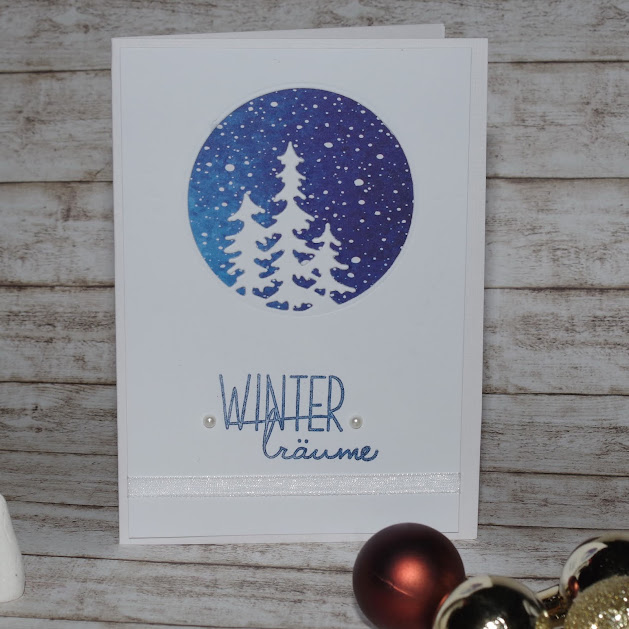 [DIY] Winterträume | Weihnachtskarte mit verschneiten Bäumen