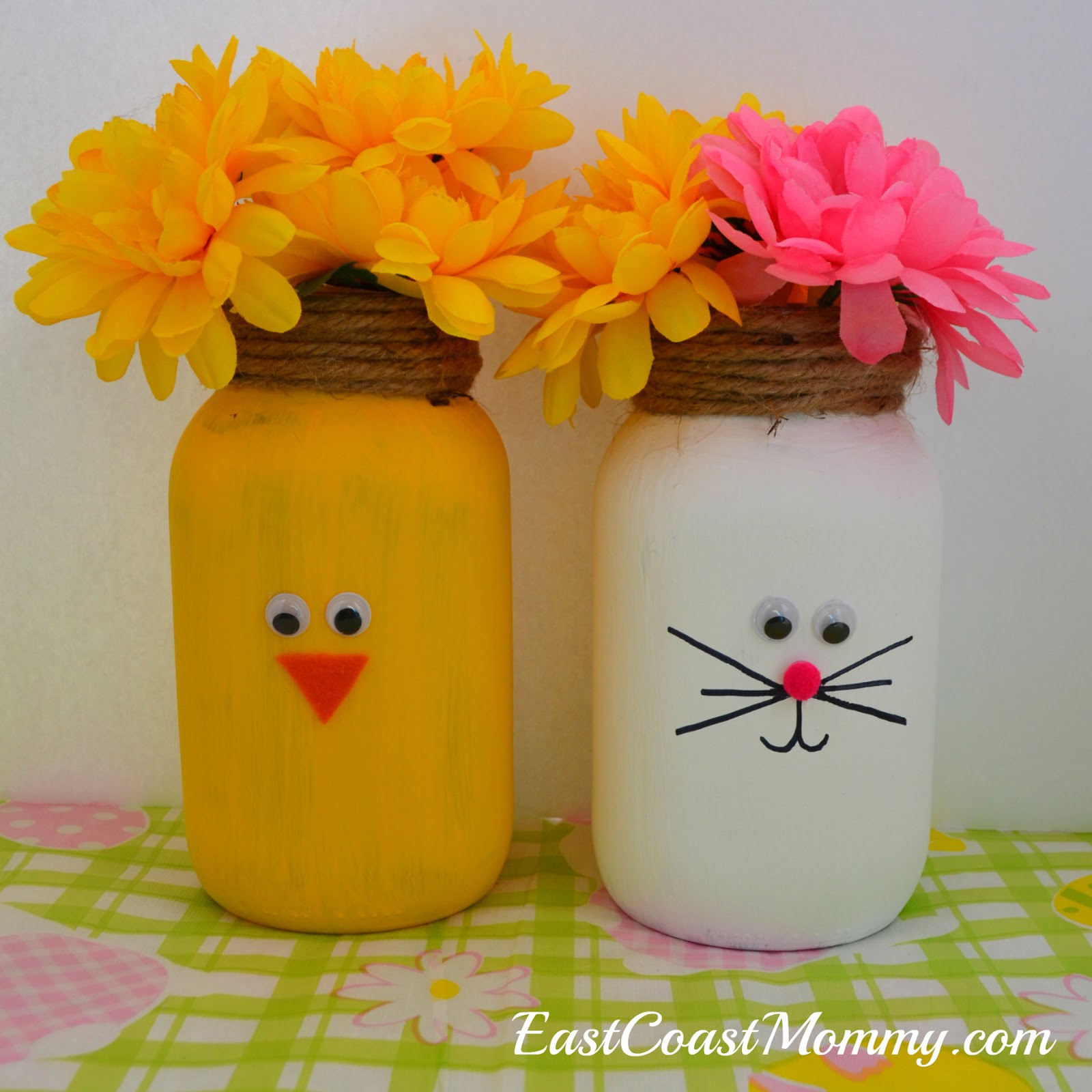 East Coast Mommy DIY Easter Vases... from jars