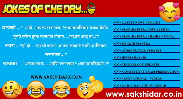 Sakshidar || आजचा हास्य विनोद || Marathi Jokes of the Day - 30 July 2020