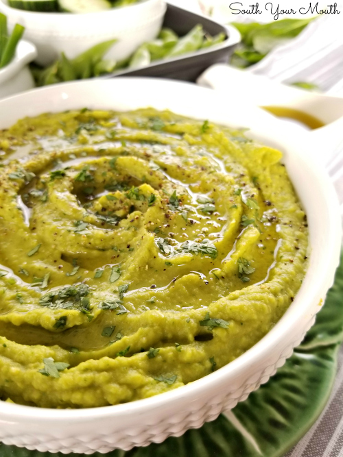 Green Goddess Hummus! Super nutritious, vitamin-packed hummus made with green peas and spinach