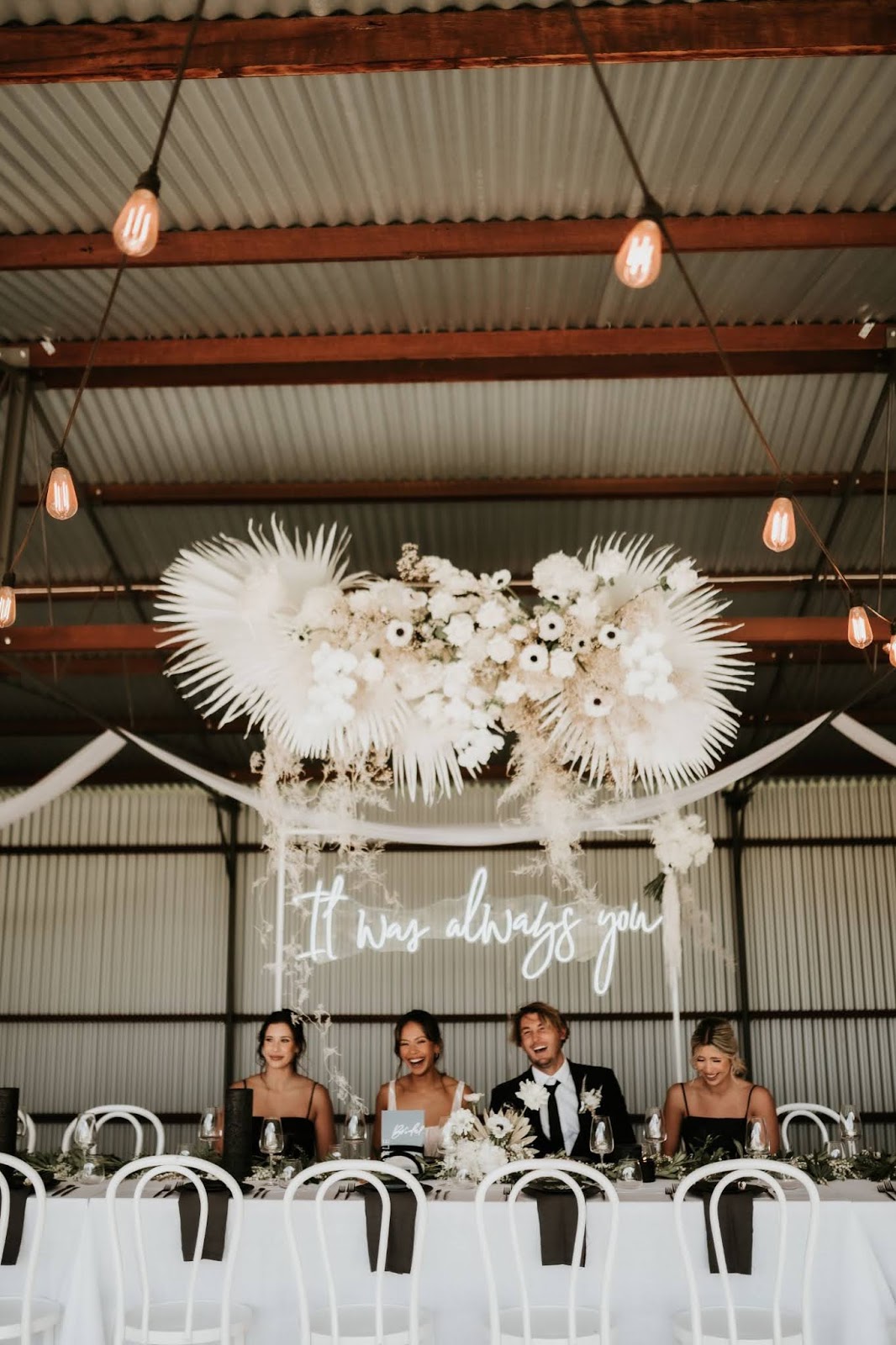barefoot soul photography sydney central coast floral design bridal gowns black and white tablescape styling