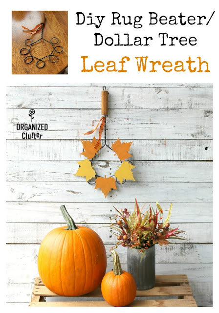DIY Rug Beater & Dollar Tree Wooden Leaf Wreath #repurpose #upcycle #fall #autumn