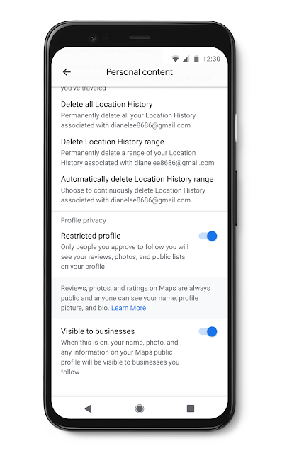 Einstellungen eines Google Maps Profils