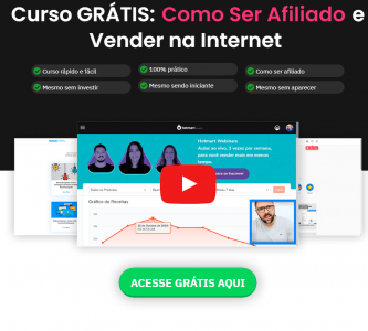 página para se inscrever no curso gratuito para como ser afiliado e vender na internet