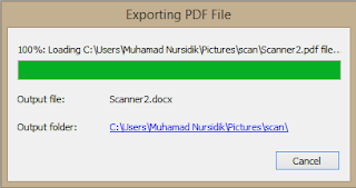 Proses exporting pdf file