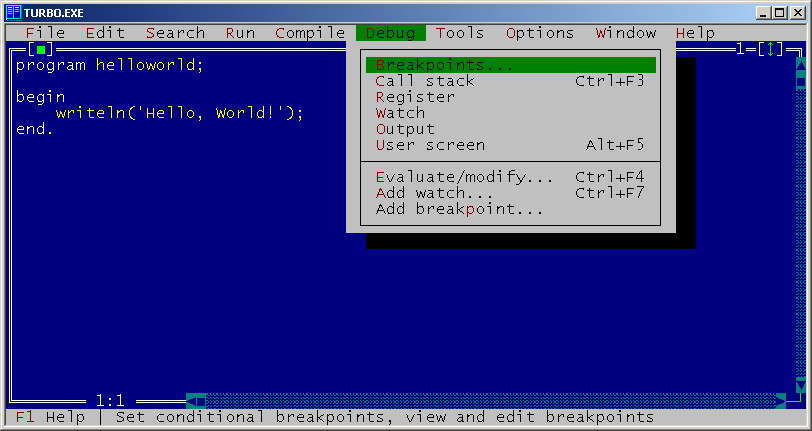 turbo pascal 7.0