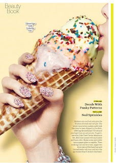 lips on ice cream cone, ice cream sprinkles manicure, woman eating ice cream