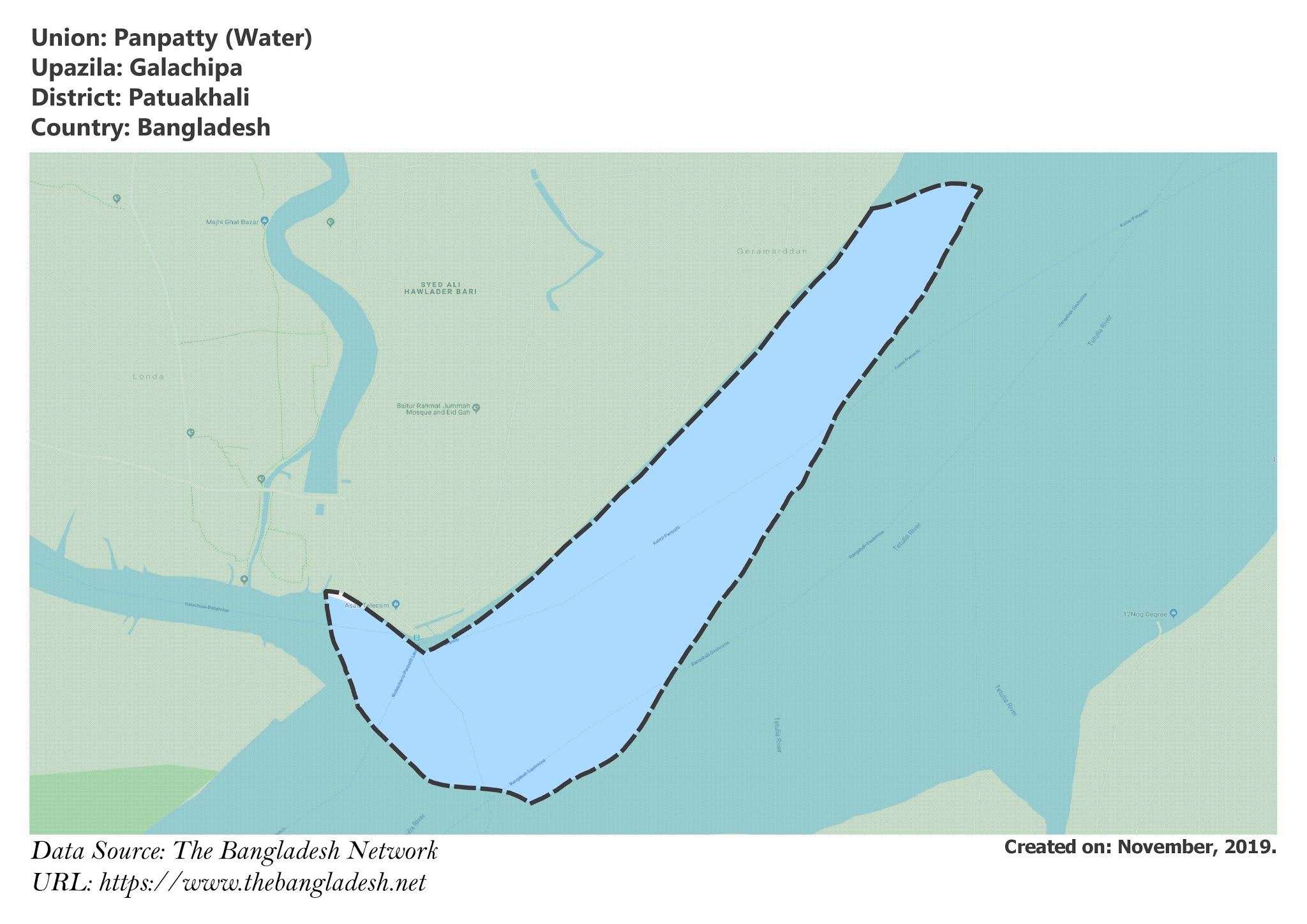 Map of Panpatty of Galachipa Upazila Map of Panpatty of Patuakhali, Bangladesh.