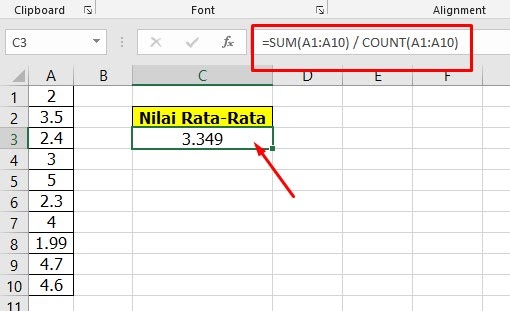 Cara Menghitung Rata2 di Excel dengan Rumus Cepat