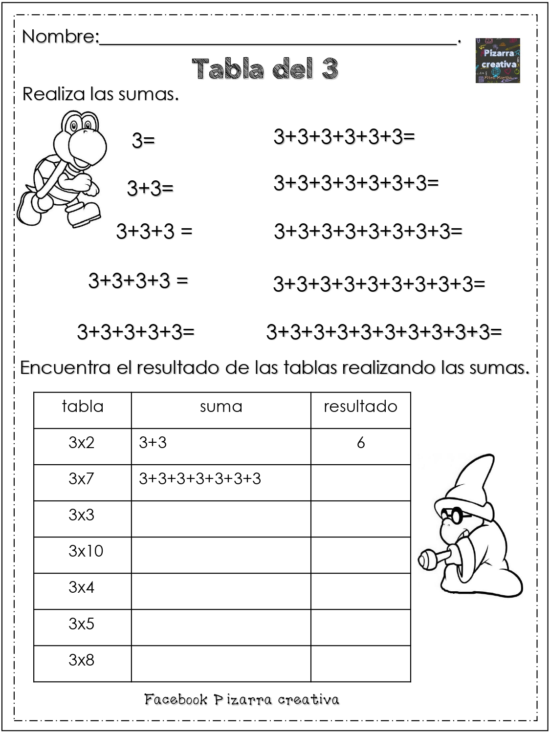 Ejercicios Tabla Del Dos Ejercicios de tablas de multiplicar