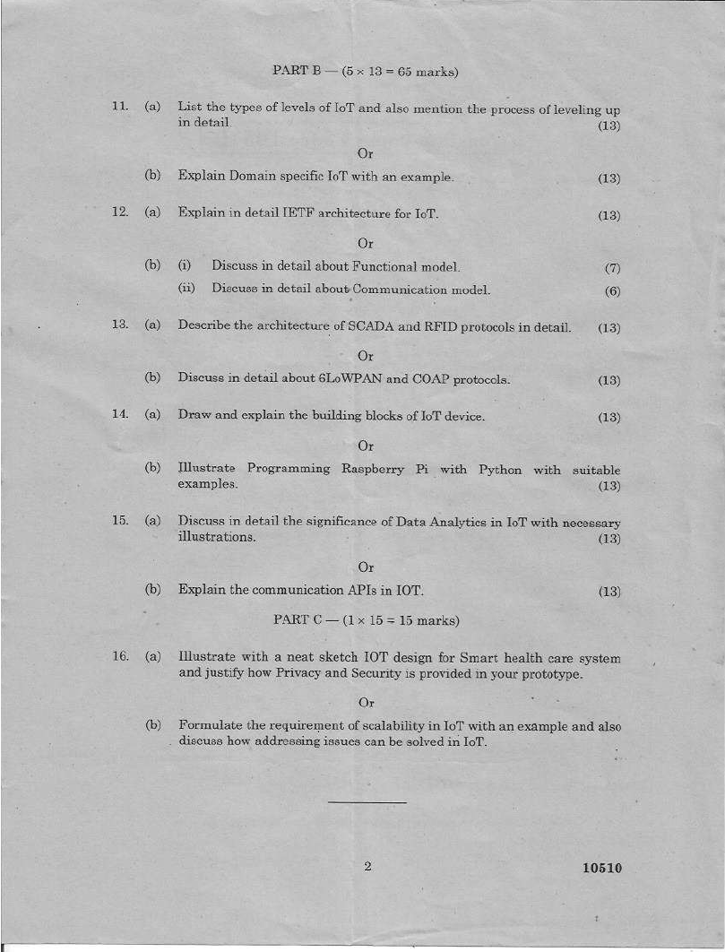Anna University CP Of Things APRIL MAY 2019 Question