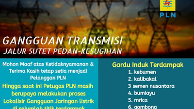 Informasi Gangguan Transmisi Jalur Sutet Pedan - Kesugihan