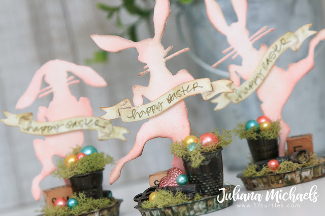 Happy Easter Placeholders by Juliana Michaels featuring Tim Holtz Sizzix Chapter 1 Bunny Hop Thinlit Die