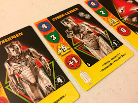 A selection of cybermen character cards from Doctor Who: Exterminate!