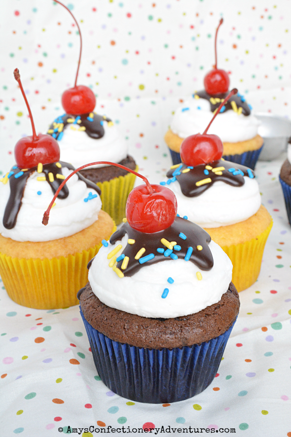 These fun Ice Cream Sundae Cupcakes were made for my son’sCub Scout