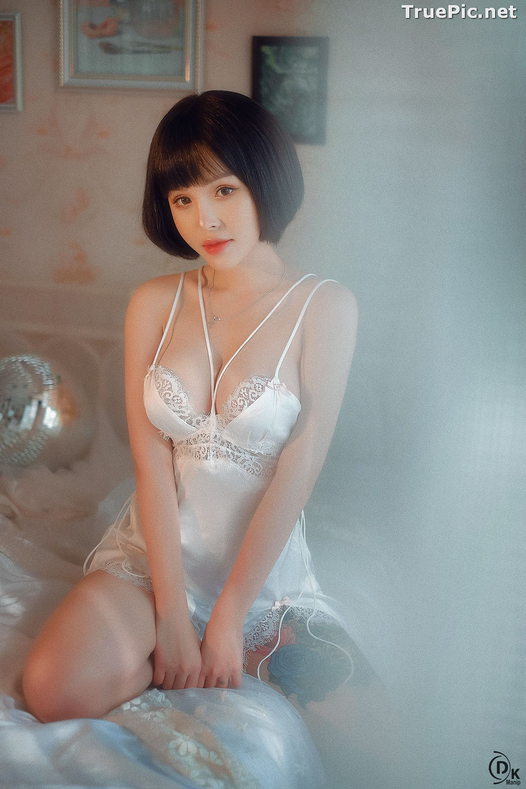 Image Vietnamese Model – Cute Short-haired Girl in White Sexy Sleepwear - TruePic.net - Picture-16