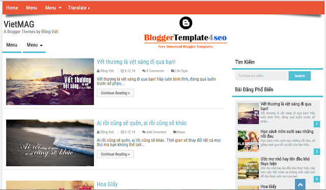 VietMAG Blogger Template Chia sẻ 2 template blogspot cá nhân từ Đồng Việt