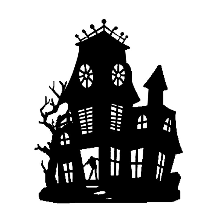 silhouette haunted house template